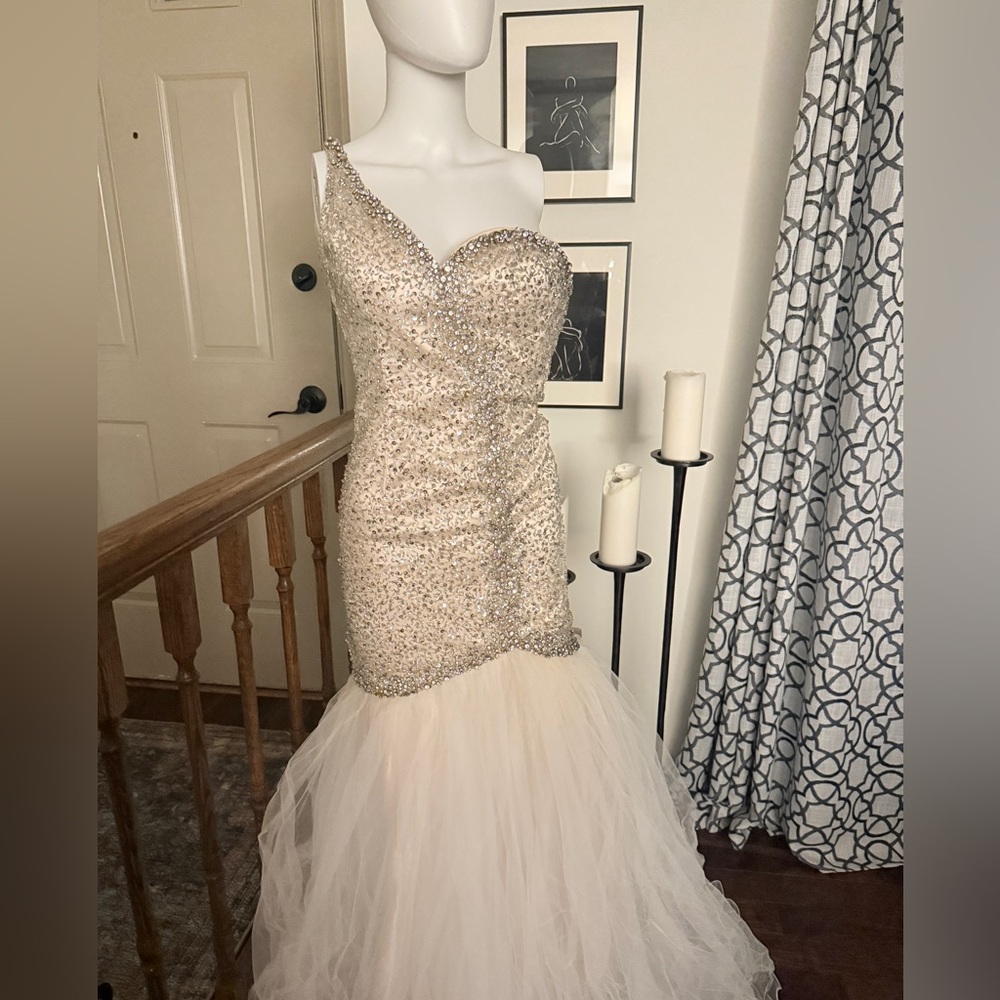 Jovani Crystal champagne gown size 2